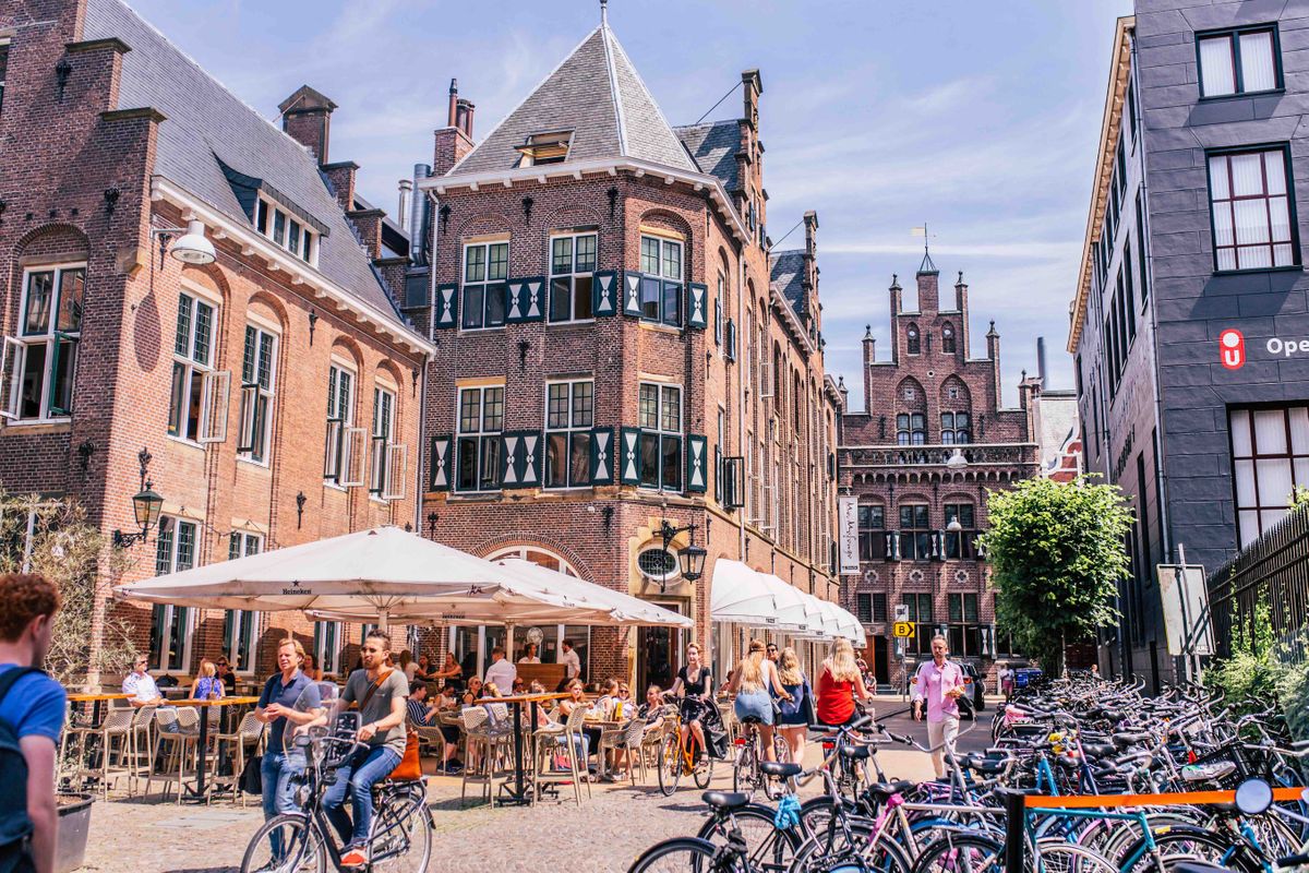 A café terrace on a Groningen street