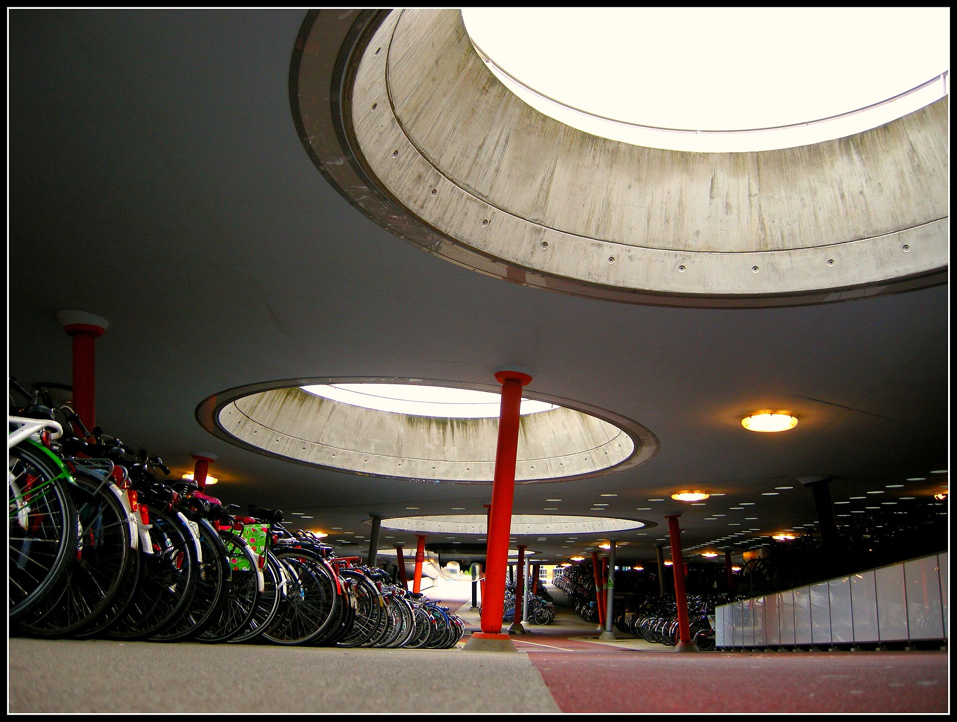 A large bicycle-parking area in Groningen